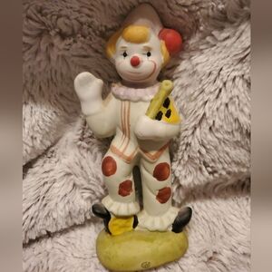 Vintage Clown With Flag Porcelain Figurine
